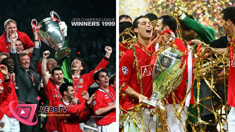 MU giành cúp UEFA Champions League vào mùa giải 1998-1999 và 2007-2008